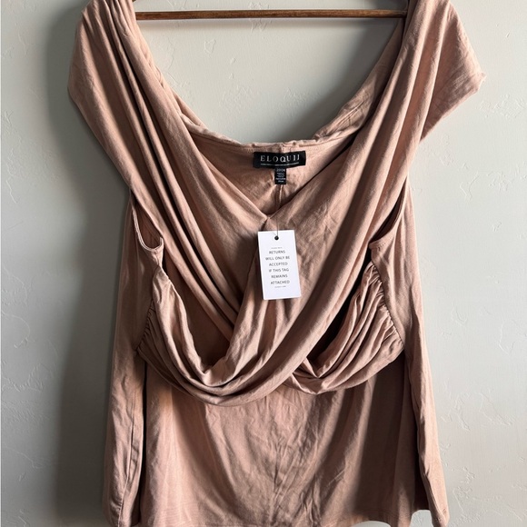 Eloquii Tops - Eloquii Cream Draped Short Sleeve Blouse